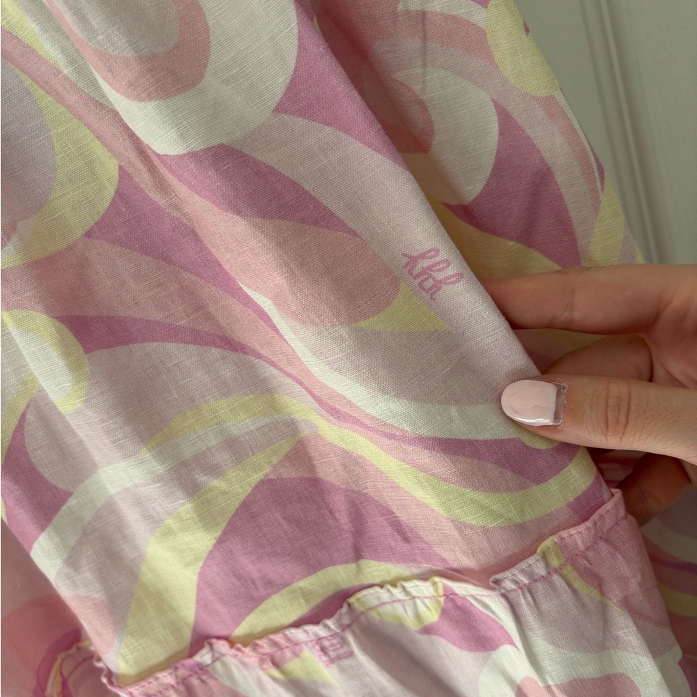 Hill House Home NWT Nap Dress Kaleidoscope Smocked Linen Midi Dress Size 2xl - Picture 12 of 13